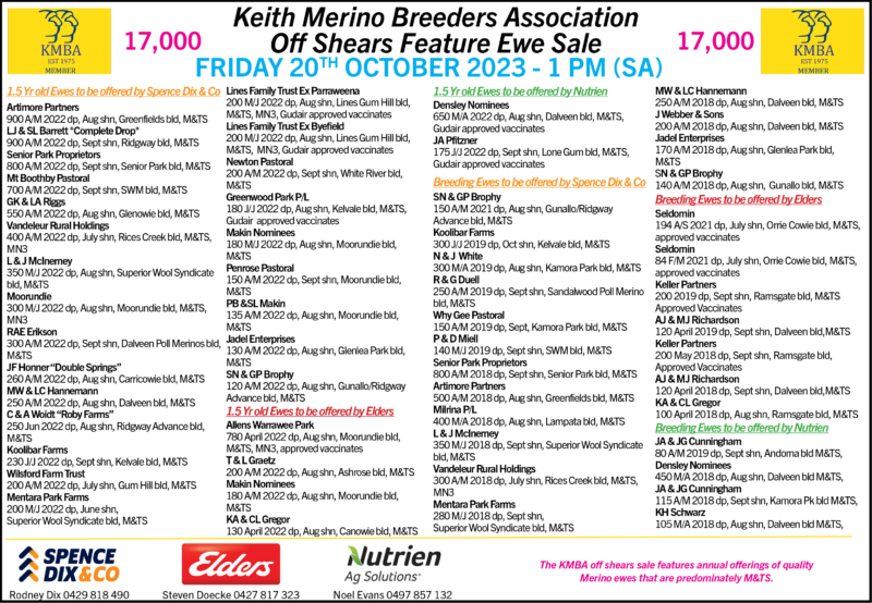 The Herd Online KEITH MERINO BREEDERS ASSOCIATION ANNUAL OFF SHEARS SALE